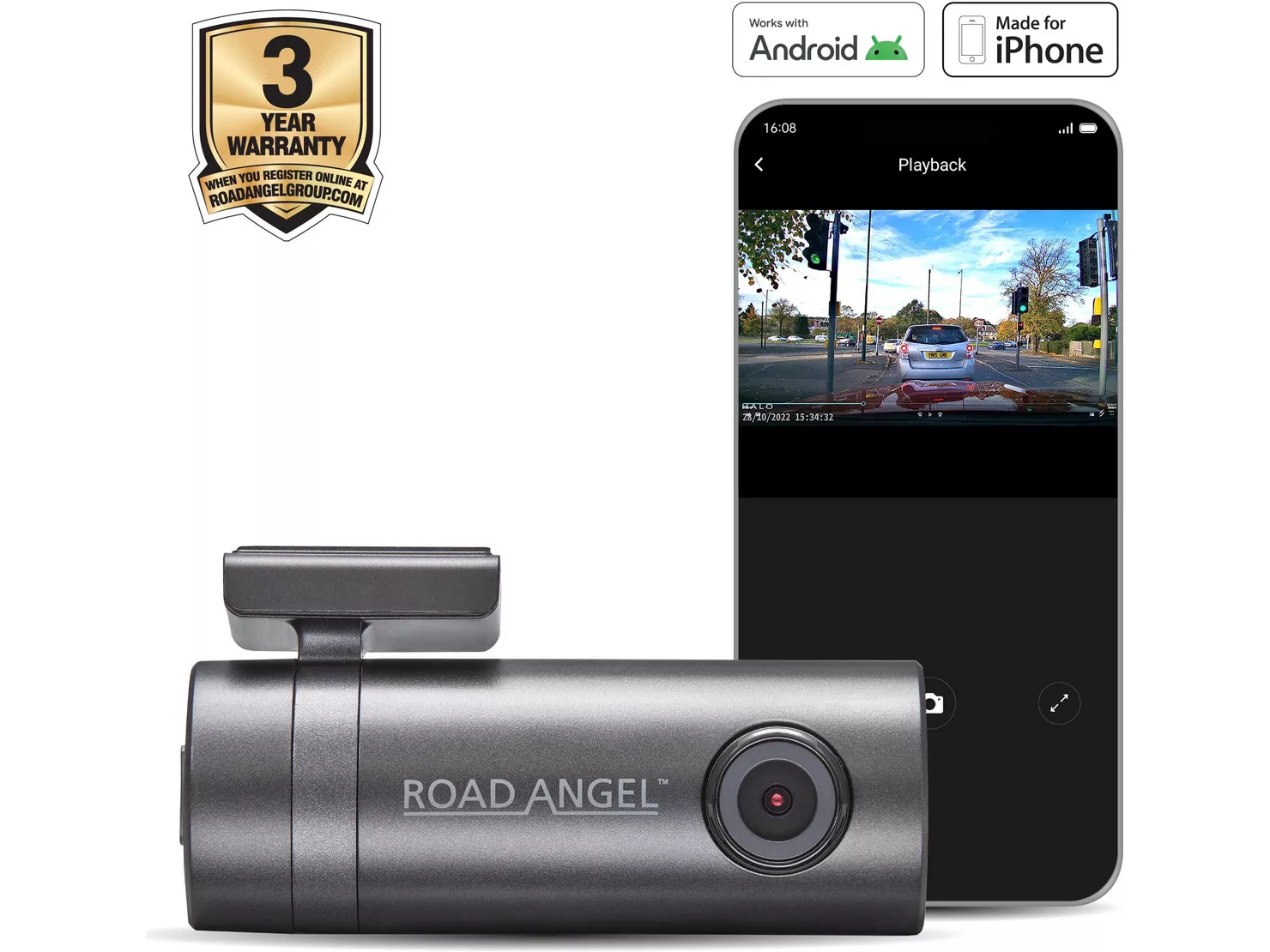 Road Angel Halo Go Dashcam - Side View